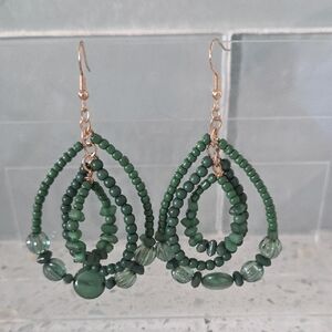 Elegant Green Beaded Earrings